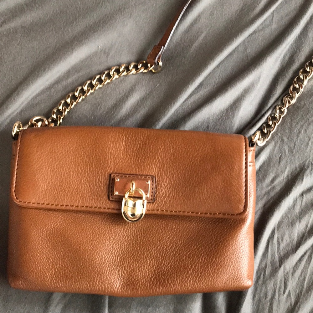 Calvin Klein brown leather crossbody bag